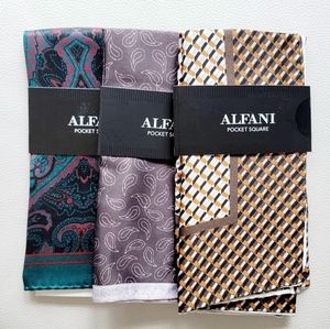 Set of 3 Alfani Men Silk Pocket Square Multi